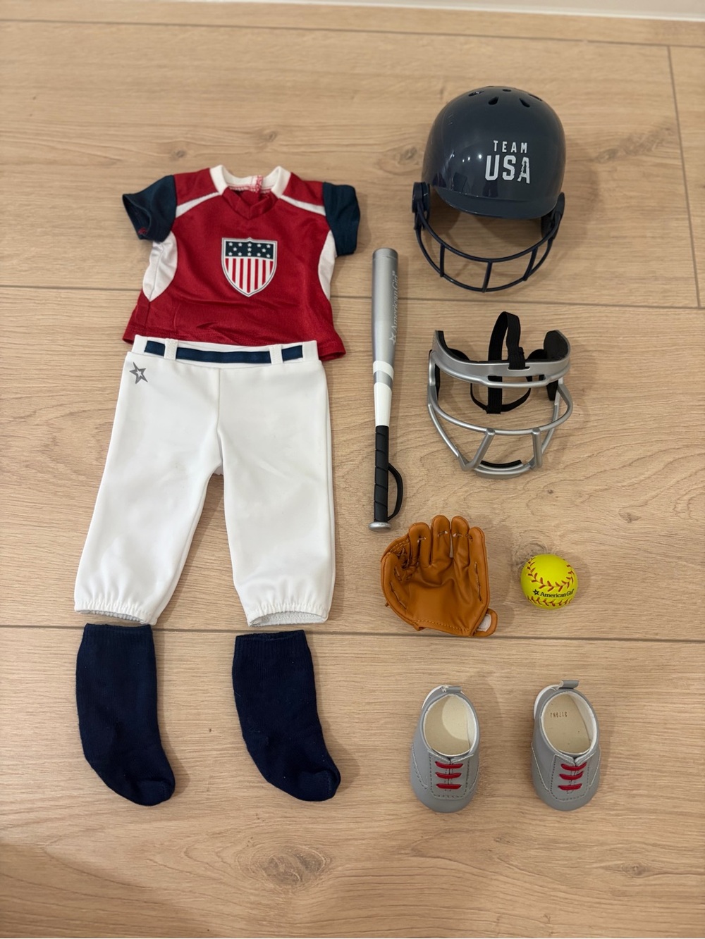 American Girl 18” Doll Team USA Softball Outfit Set Complete